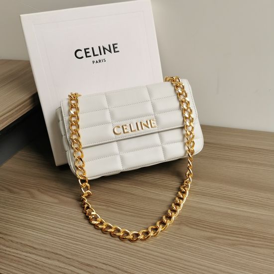 Celine Chain Shoulder Bag Lambskin Logo 111273
