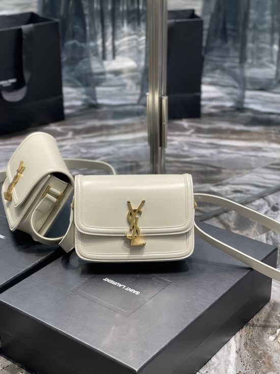Yves Saint Laurent Solferino White Gold Buckle Bag 634306