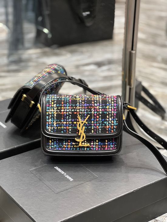 Yves Saint Laurent Solferino Tweed Gold Buckle Bag 634306