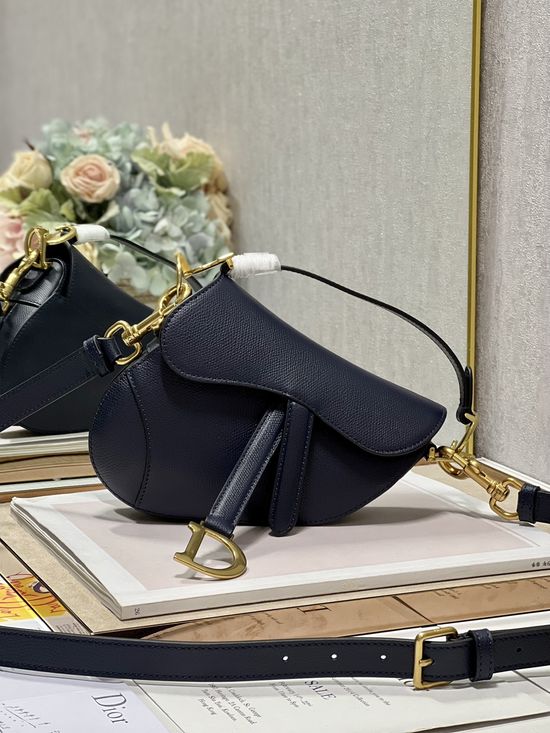 Christian Dior Saddle Bag Dark Blue Small 3397