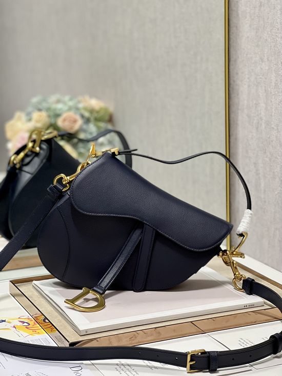 Christian Dior Saddle Bag Dark Blue Large 3351