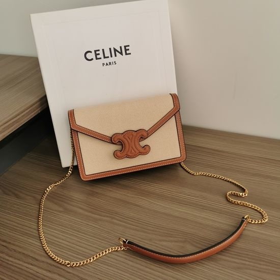 Celine Embossed Envelope Bag with Metal Chain Strap 10J972