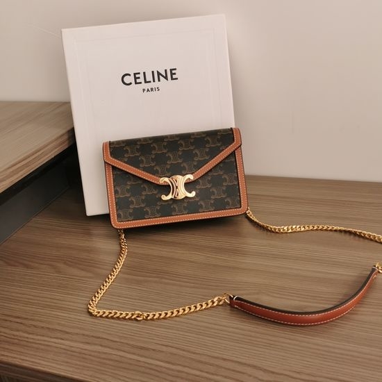 Celine TRIOMPHE CANVAS Printed Chain Wallet 10L462