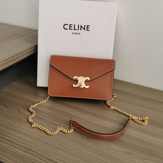 Celine Triomphe Leather Chain Wallet 10L033