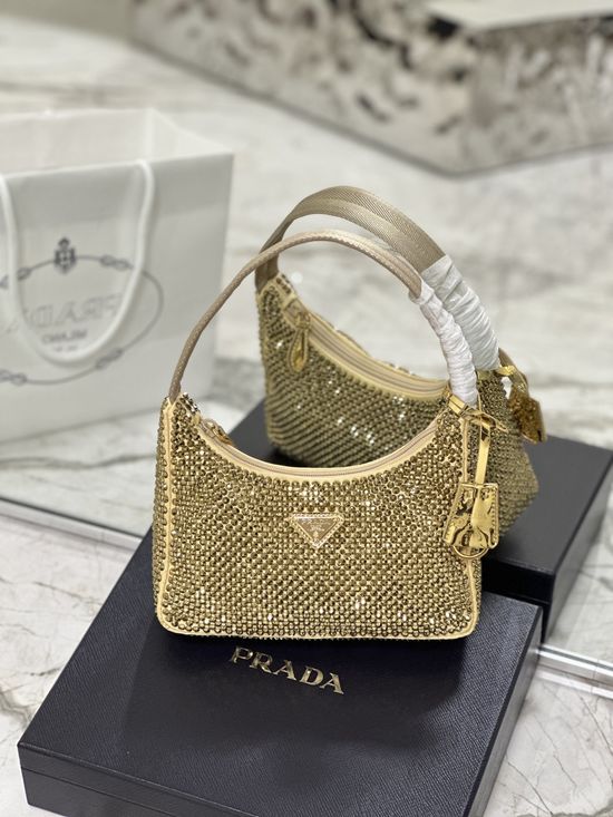 Prada Hobo Rhinestone Shoulder Bag 1NE515