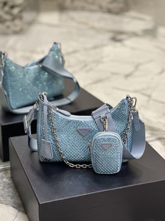 Prada Crystal Embellished Three-in-one Shoulder Bag 1BH204