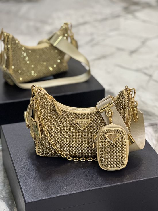 Prada Crystal Embellished Three-in-one Shoulder Bag 1BH204