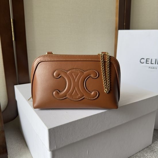 Celine TRIOMPHE Embossed Vintage Cowhide Shell Bag 101382
