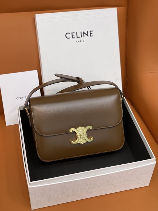 Celine Triomphe Tofu Bag in Caramel Leather 187366