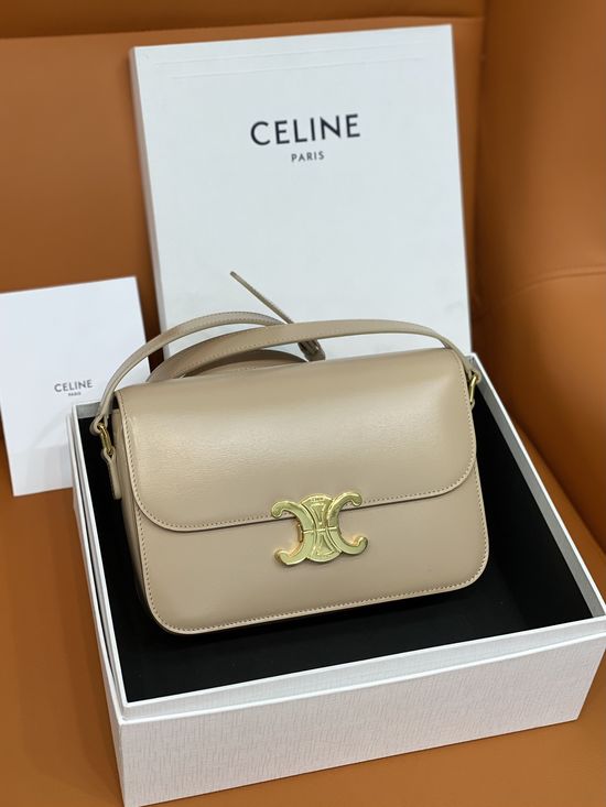 Celine Triomphe Leather Large Shoulder Bag 187366
