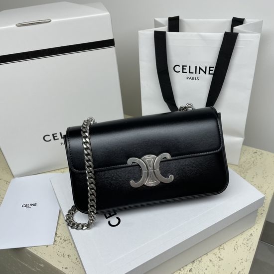 Celine TRIOMPHE CANVAS Chain Shoulder Bag with Lambskin Lining 197993