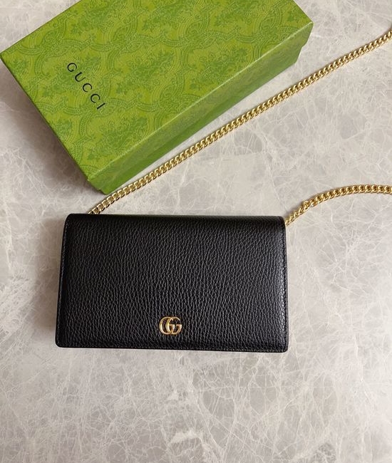 Gucci GG Marmont Leather Chain Shoulder Wallet 497985