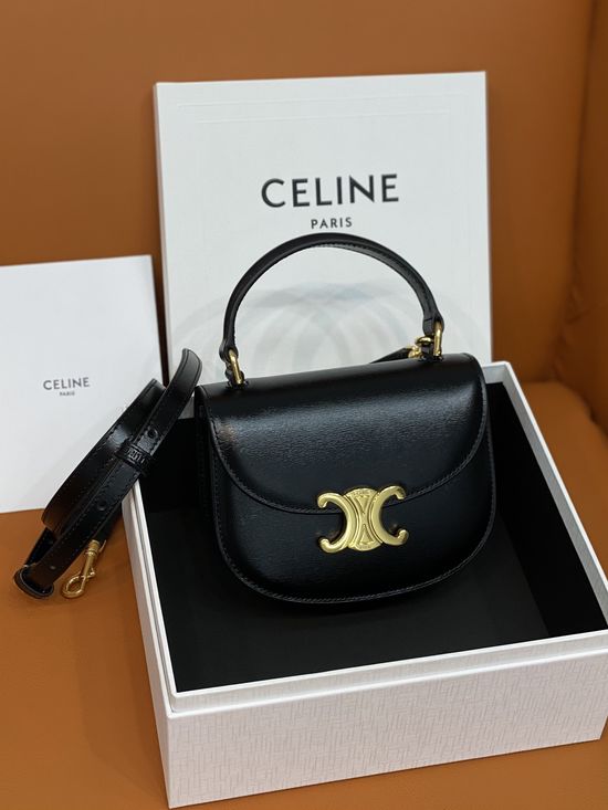 Celine BESACE TRIOMPHE Mini Black Leather Bag 10L063