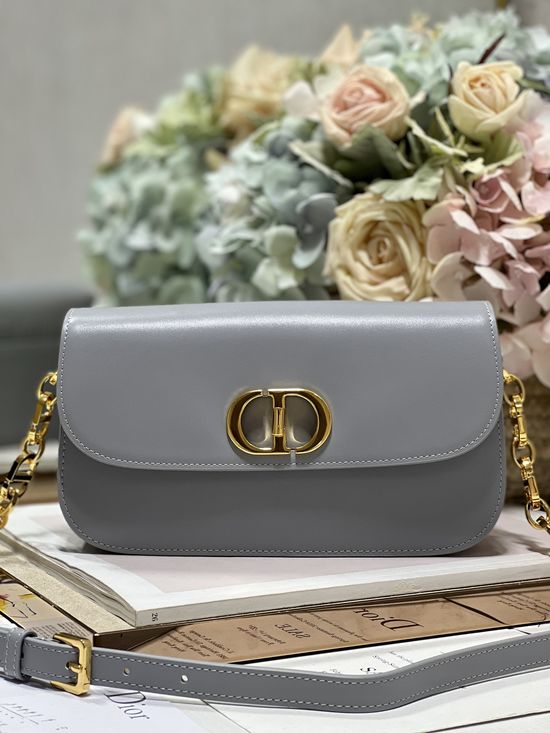 Christian Dior 30 Montaigne Avenue Gray Enamel Chain Handbag 9260