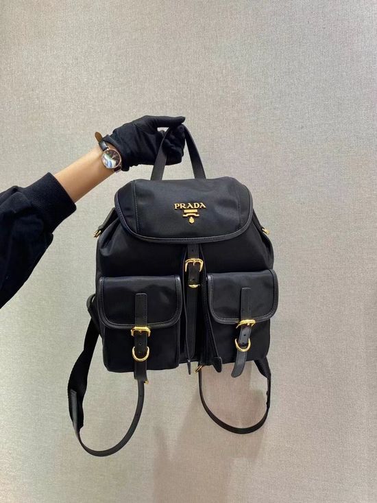 Prada Backpack Nylon with Leather Trim 1BZ677A