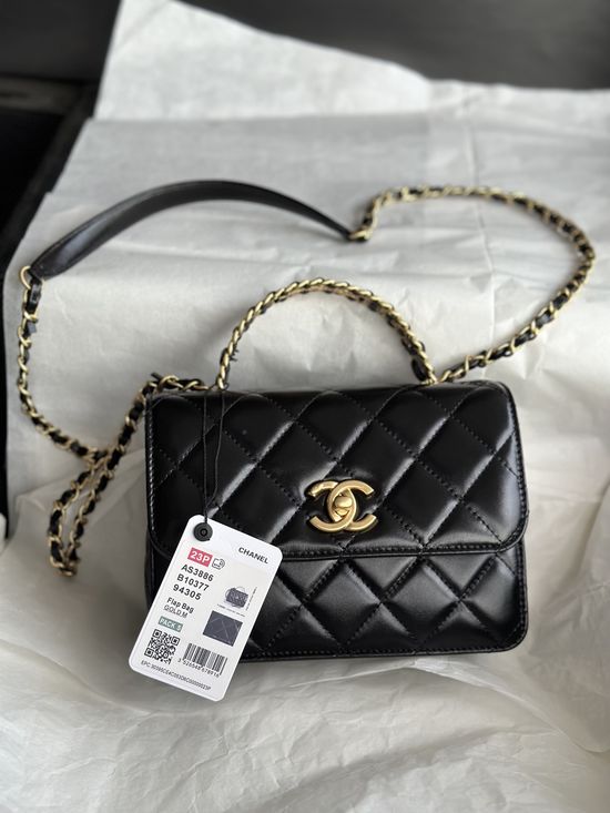 Chanel Classic Handle Bag Black Elegance AS3886