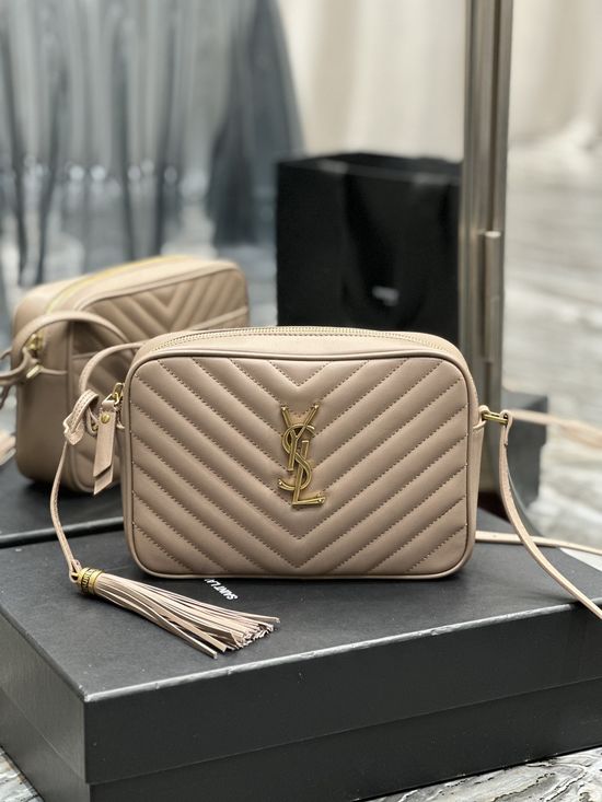 Yves Saint Laurent Lou Camera Bag Nude Gold Hardware 520534-1