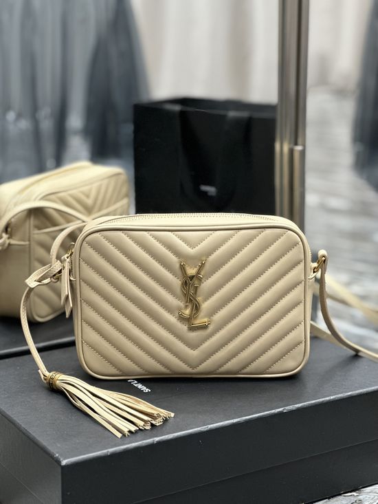 Yves Saint Laurent Lou Camera Bag Beige Gold Hardware 520534-1