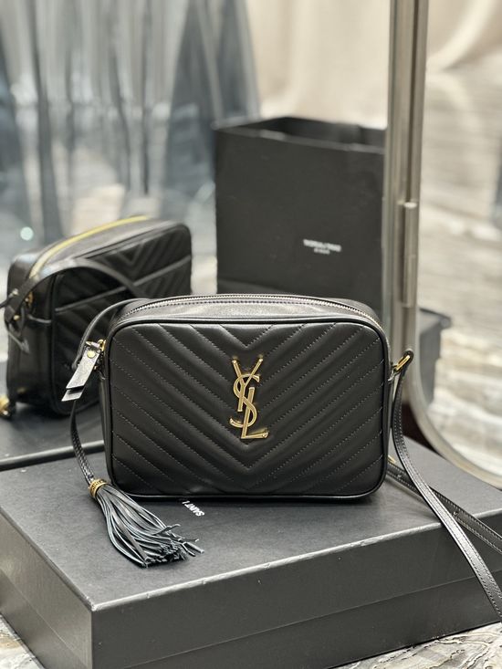 Yves Saint Laurent Lou Camera Bag Black Gold Buckle 520534-1