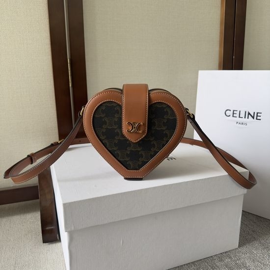 Celine Tambour Triomphe Canvas Heart Handbag 198212