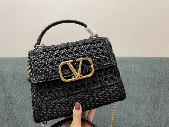 Valentino VSLING Woven Leather Satchel 0530
