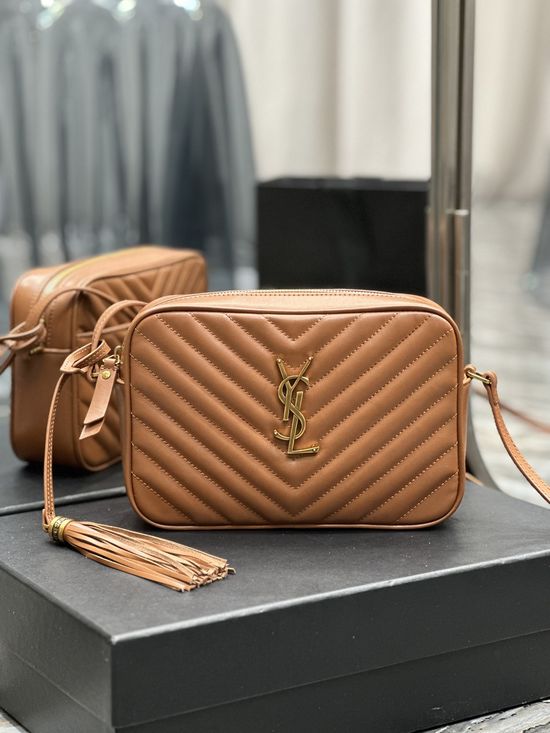 Yves Saint Laurent Lou Camera Bag Brown Gold Buckle 520534-1