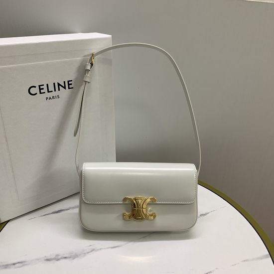 Celine Triomphe White Shoulder Bag 194143