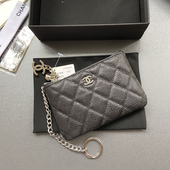 Chanel Wallet Grained Calfskin Silver Hardware A50168