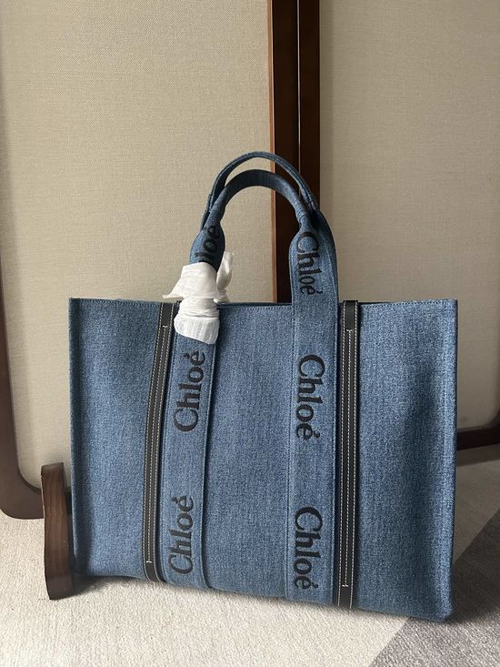 Chloe Woody Large Denim Tote Bag 6077