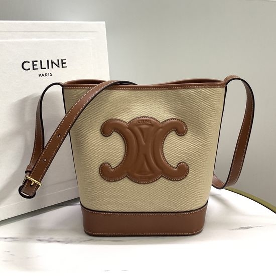 Celine CUIR Bucket Bag Triomphe Logo 198242