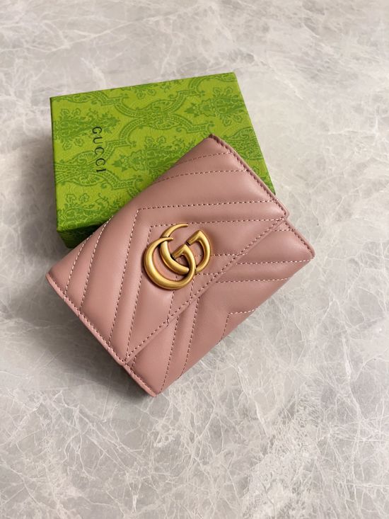 Gucci Bifold Short Wallet Leather Embossed 474802