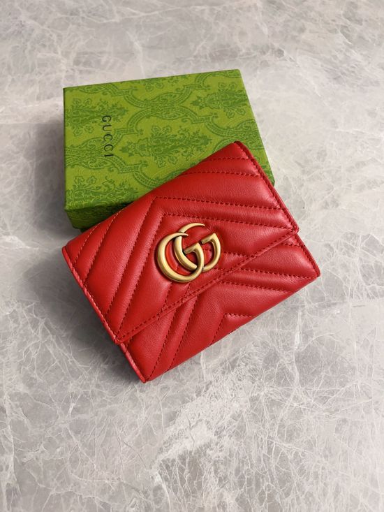 Gucci Short Bifold Embossed Leather Wallet 474802