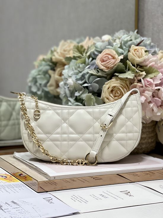 Christian Dior Lounge White Leather Moon Bag 4218