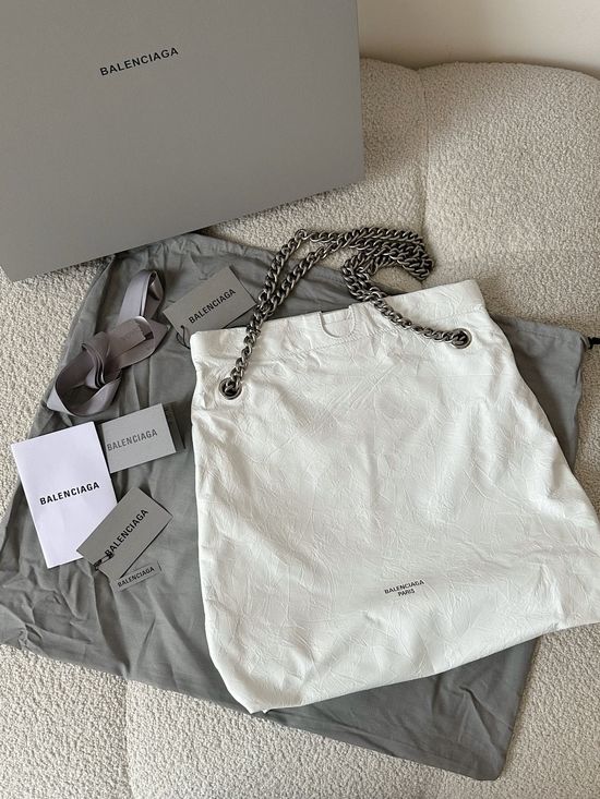 Balenciaga Crush Large Tote Bag Silver 742941