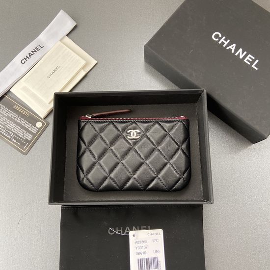 Chanel Wallet Lambskin Silver Logo A82365