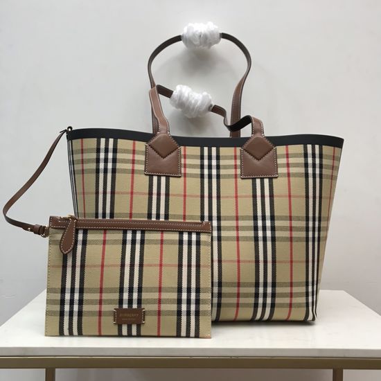 Burberry Check Canvas Tote Bag 80662231