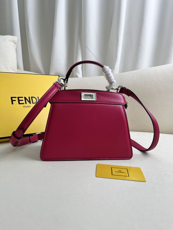Fendi Peekaboo ISeeU Petite Red Lambskin Handbag 0228
