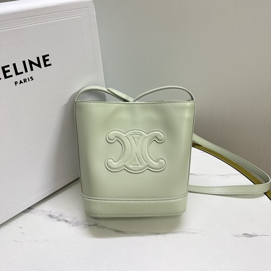 Celine Mini Embossed Bucket Bag Jade Green 10L433