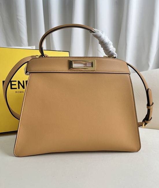 Fendi Peekaboo ISeeU Apricot Leather Medium Handbag 0230