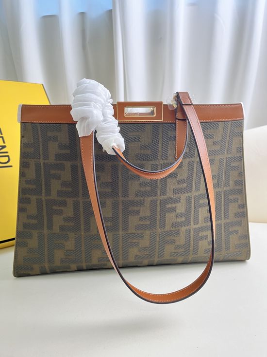 Fendi Peekaboo X-Tote Canvas Embroidered Tote 1819