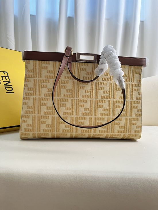 Fendi Peekaboo X-Tote Embroidered Canvas Tote Bag 1819