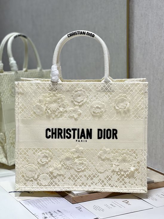 Christian Dior Book Tote Embroidered Handbag 1286
