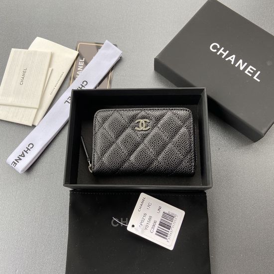 Chanel Grained Calfskin Zip Wallet A0216