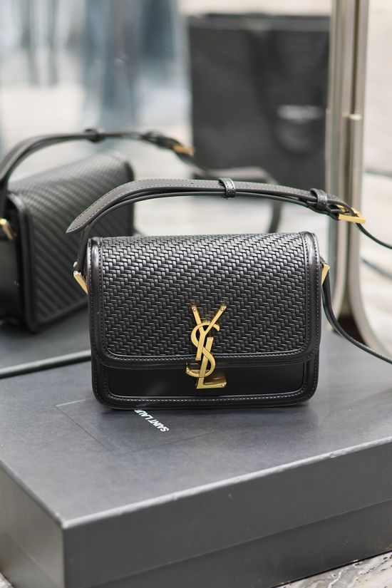 Yves Saint Laurent Solferino Woven Leather Gold Buckle Bag 634306