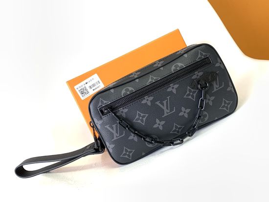 Louis Vuitton Pochette Volga Handbag Black Floral M55703