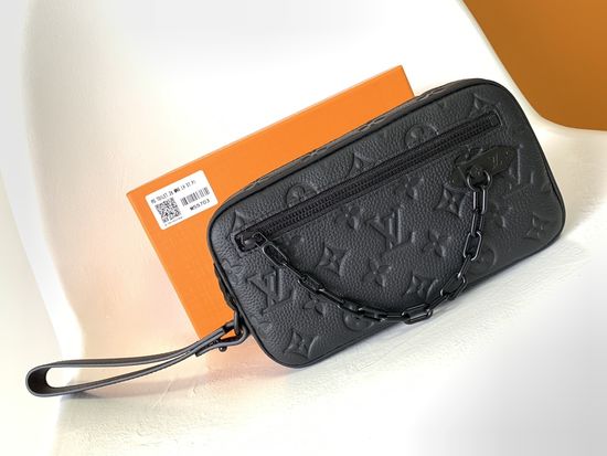 Louis Vuitton Pochette Volga Handbag Black Floral M68321