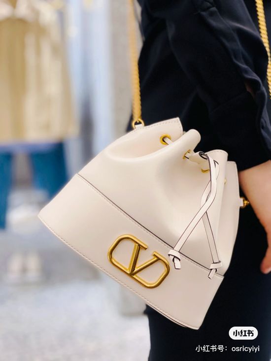 Valentino Mini Lambskin Bucket Bag with Logo 1188