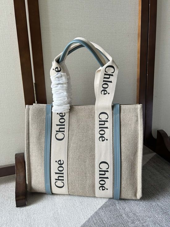 Chloe Woody Canvas Leather Tote Bag 6063