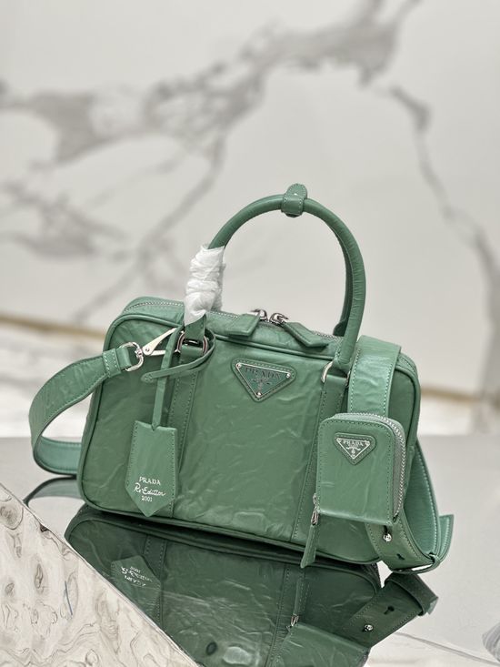 Prada Ruched Handbag with Removable Strap 1BB092