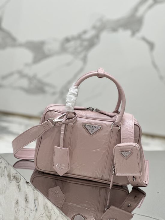 Prada Ruched Lambskin Handbag 1BB092